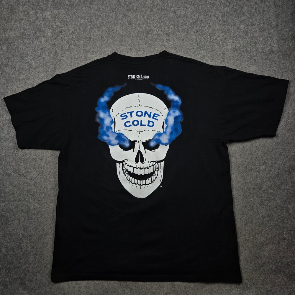 Vintage Stone Cold Steve Austin Shirt Mens XL Black What Skull WWF 2002 Wildman